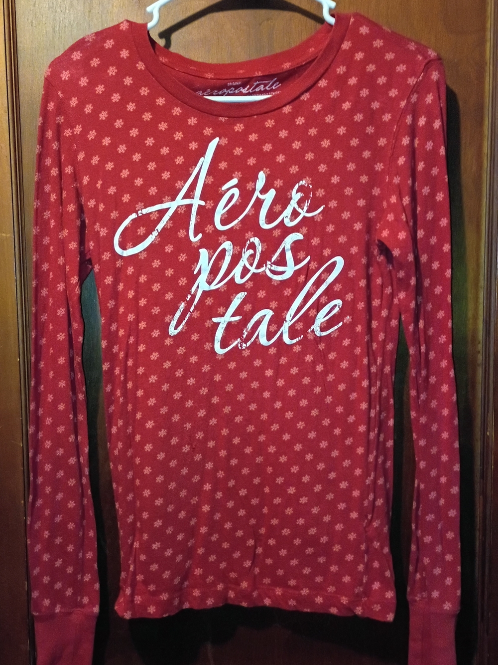 Aeropostale Women's Red Long-Sleeve Logo Tee